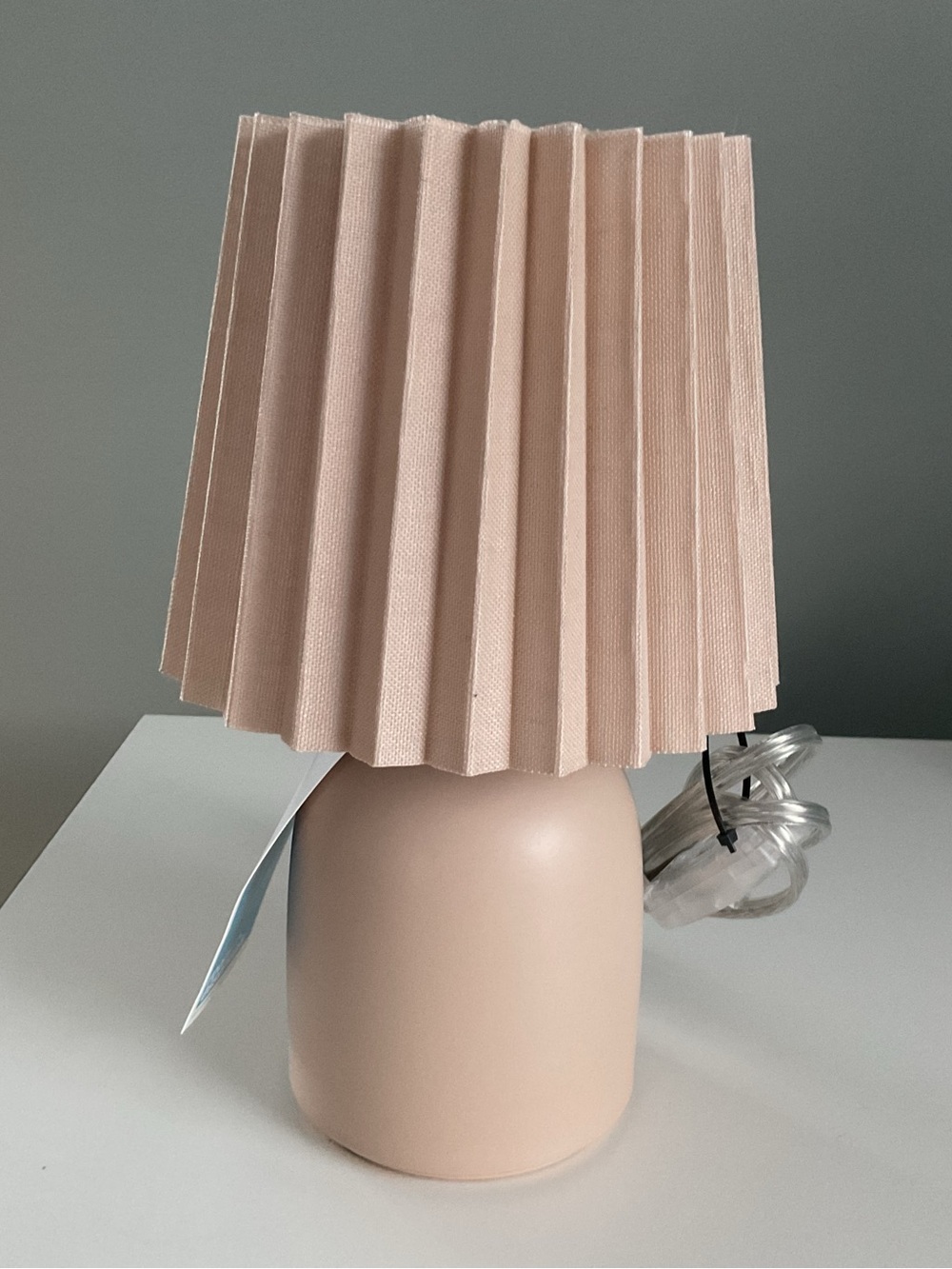 Room Essentials Mini Ceramic Table Lamp - Blush Pink with Pleated Shade - NWT